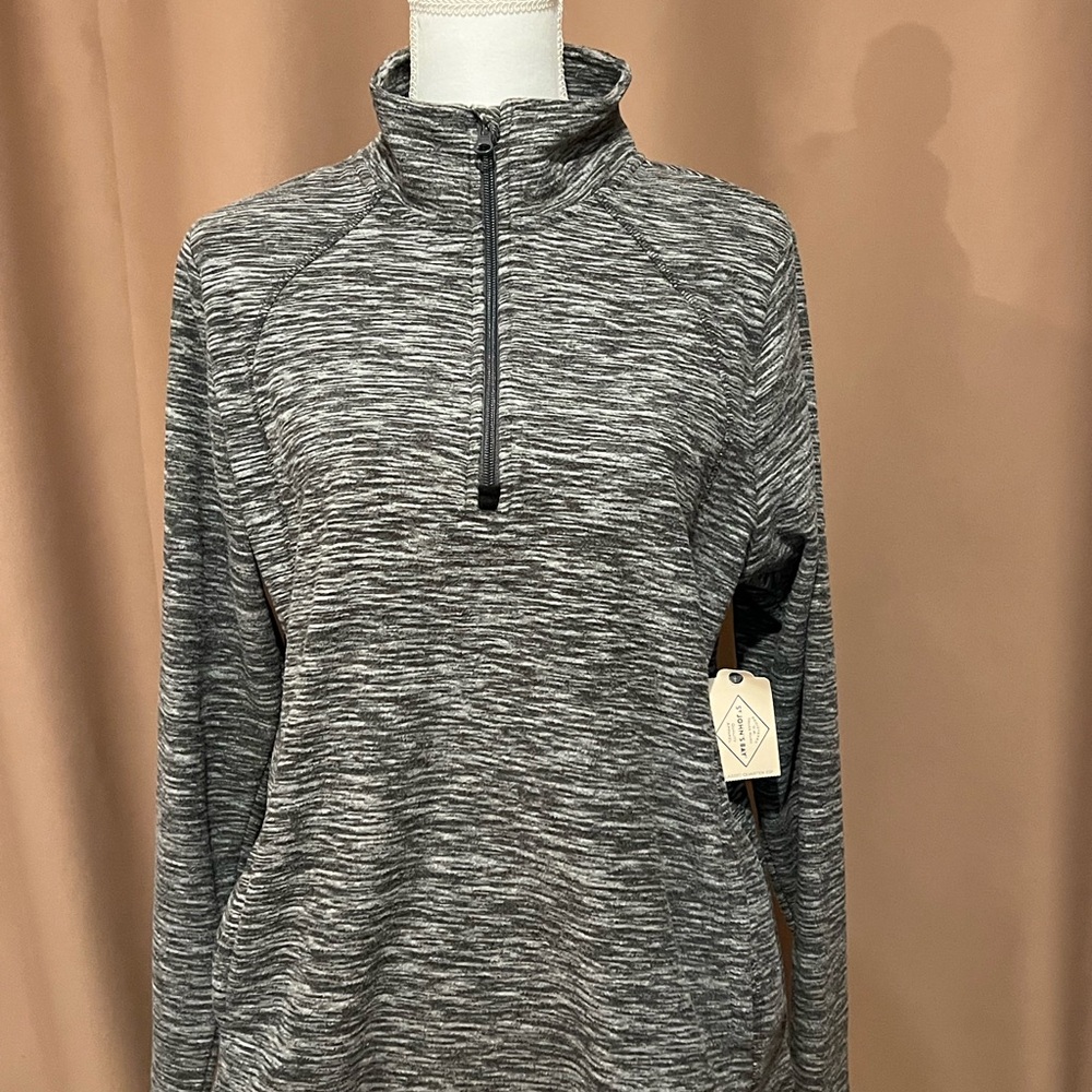 St John’s Bay Women's Gray Space-Dye Quarter-Zip Pullover Sweater New